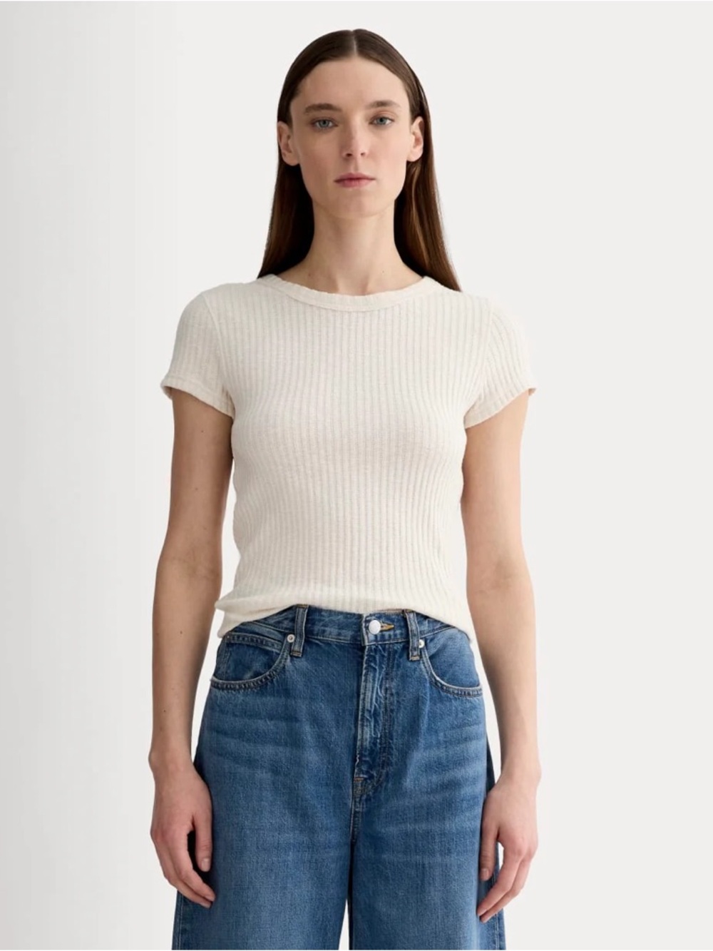 EVERLANE THE COZY RIB TEE size Large NWT Color Bone